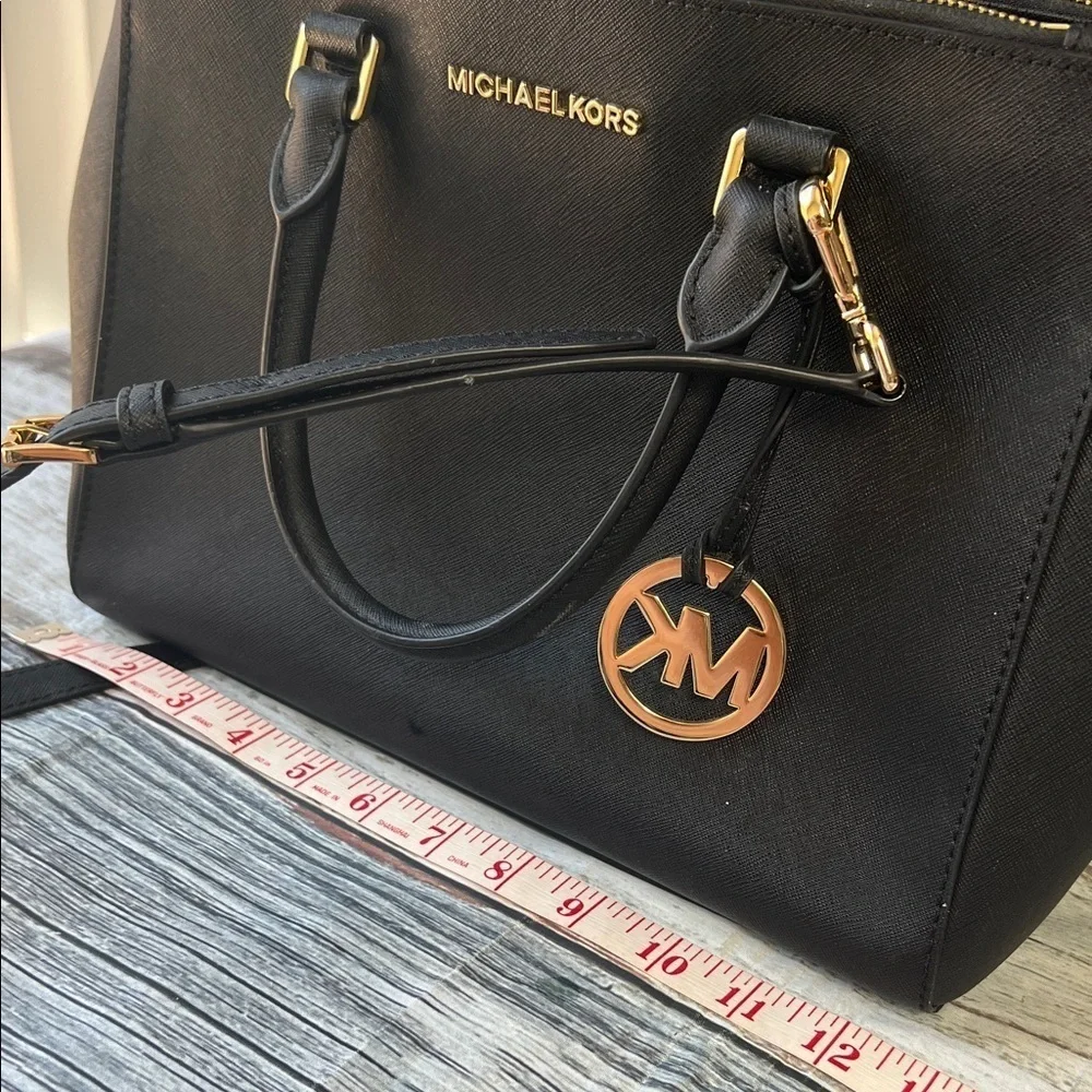 Michael Kors Sheila Large Satchel with Gold Color Accent